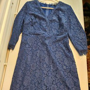 Brixton Ivy blue lace midi dress, lined, size medium